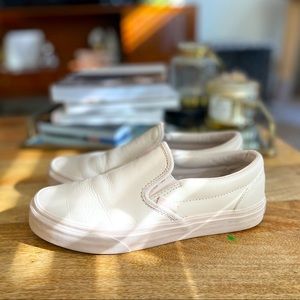 Pink/nude leather Vans slip ons in size 7.5